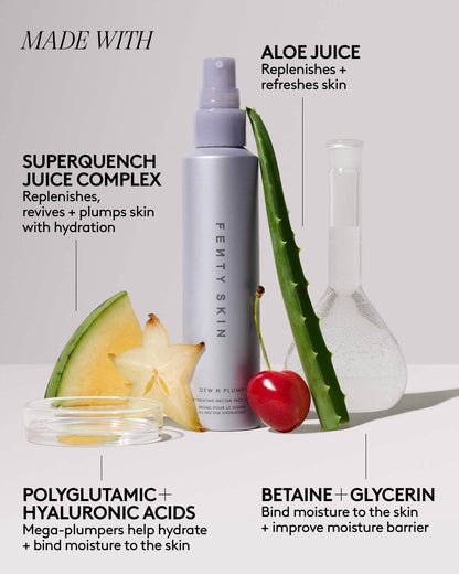 Fenty Skin product with aloe vera, cherry, and star fruit on a white background