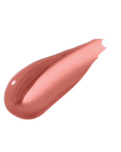 A smear of Gloss Bomb Heat lip gloss in the shade Fu$$y Heat on a white background.