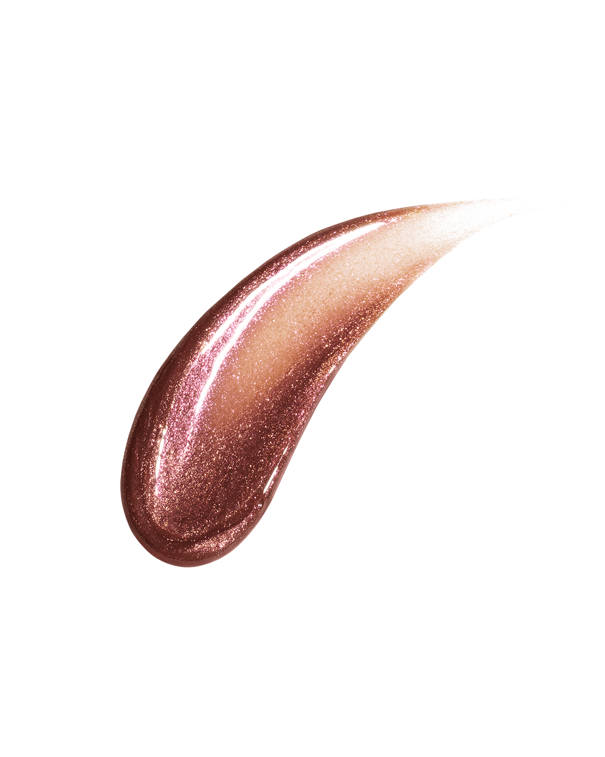 A smear of Gloss Bomb Universal Lip Luminizer in the shade Hot Chocolit Fantasy on a white background.