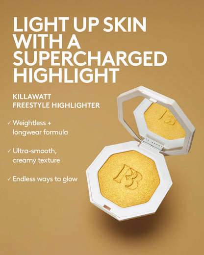 light up skin with a supercharged highlight. weightless longwear formula, ultra smooth creamy texture. endless ways to glow