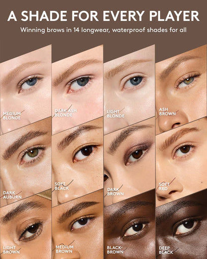 shade grid with all brow MVP shades across a variety of skin tones