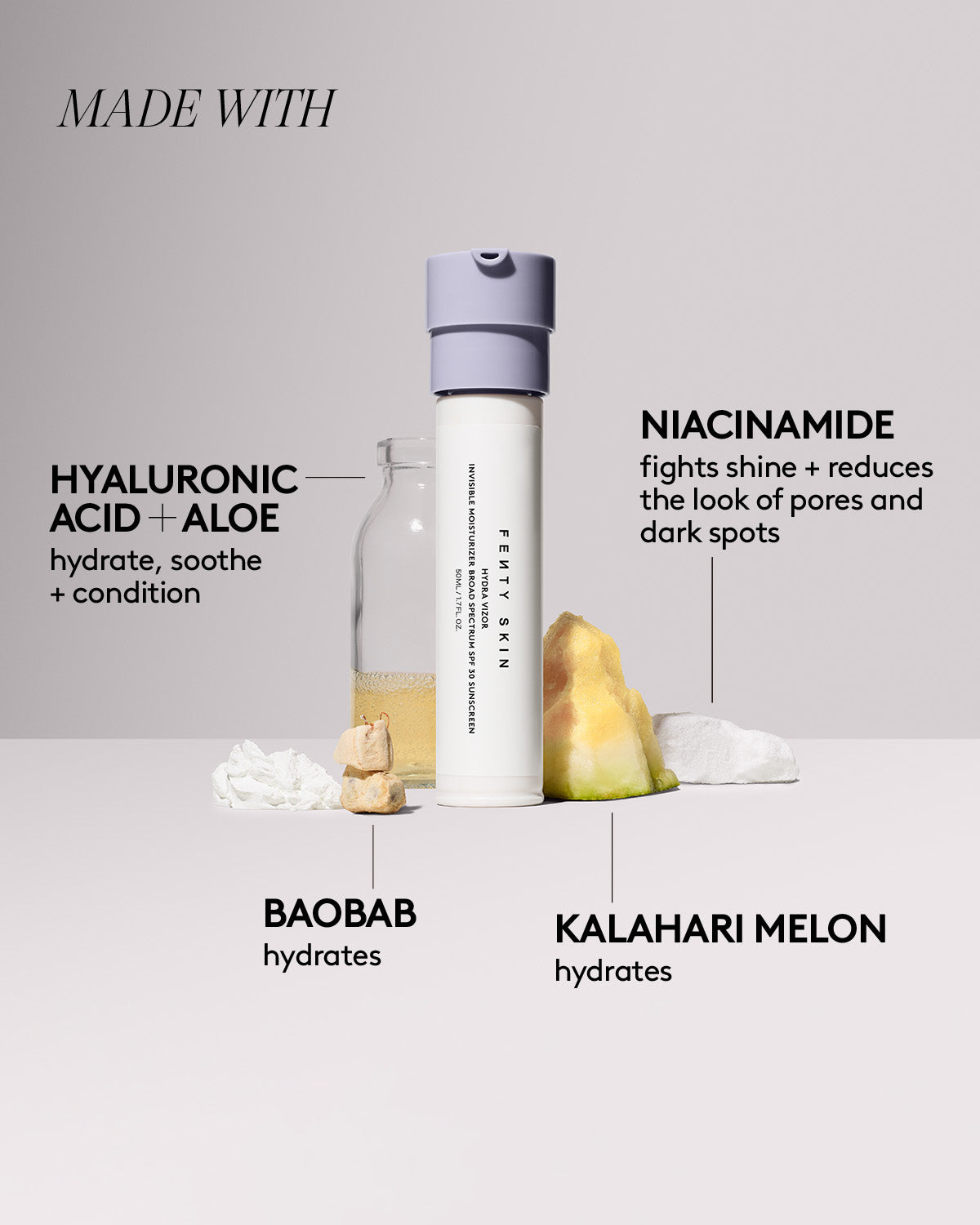 Hydra Vizor Refill Invisible Moisturizer Broad Spectrum Spf 30 Sunscreen with Niacinamide + Kalahari Melon